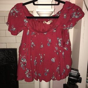 Retro patterned off-the-shoulder crop top